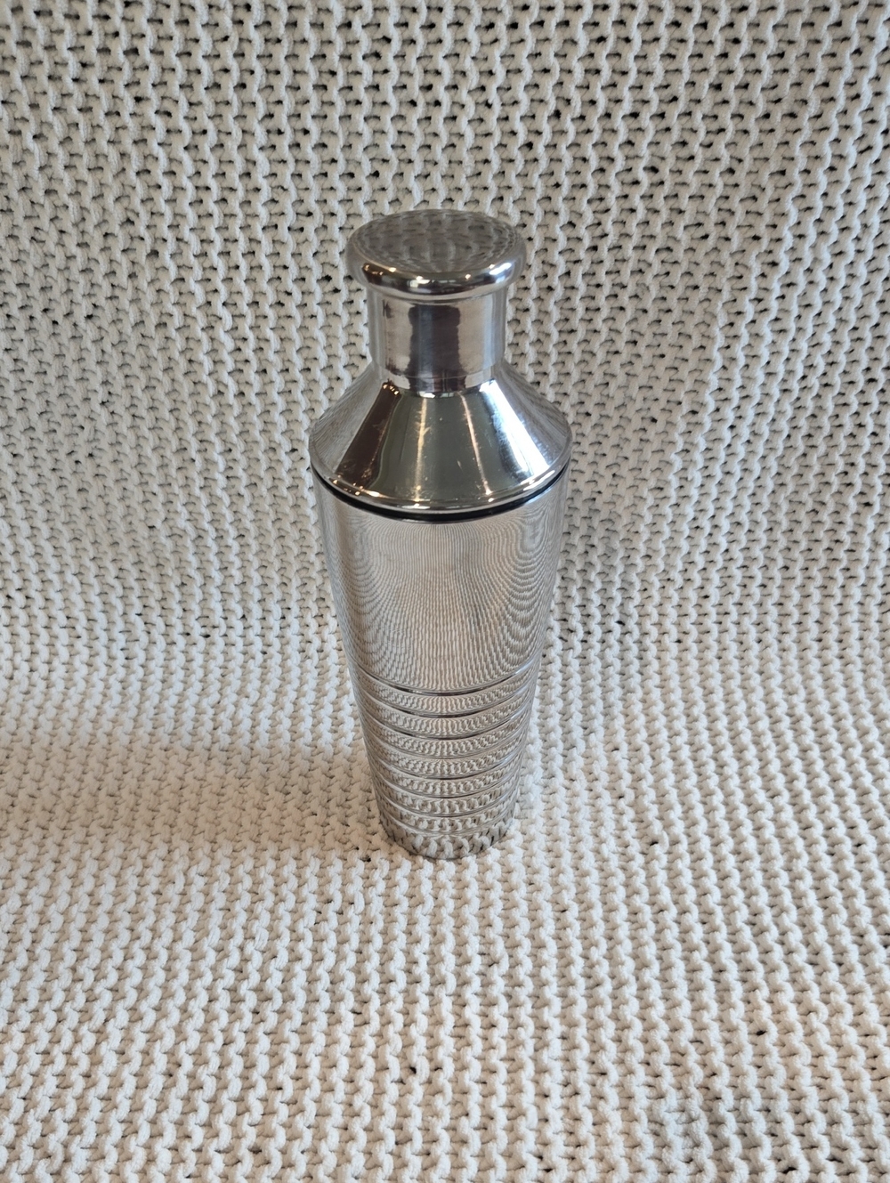 Vintage Crate & Barrel Stainless Steel Ribbed Cocktail Shaker